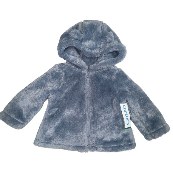 Carters Infant Girl 18 Month 3 Piece Bear Ear Faux Fur Jacket T-Shirt & Leggings - Picture 2 of 5